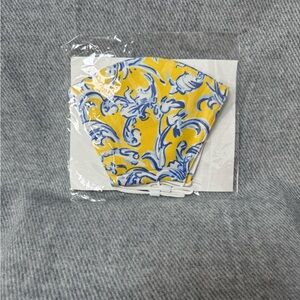 Authentic Tory Burch Yellow and Blue Patterned Face Mask